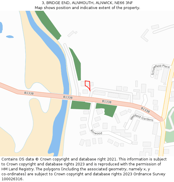 3, BRIDGE END, ALNMOUTH, ALNWICK, NE66 3NF: Location map and indicative extent of plot