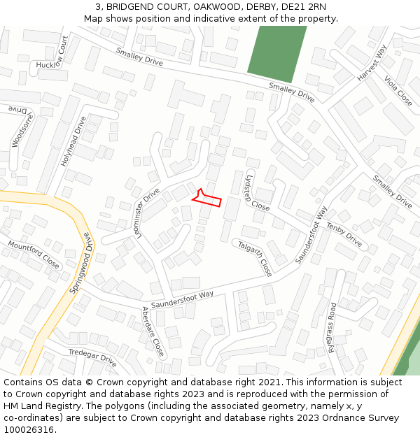 3, BRIDGEND COURT, OAKWOOD, DERBY, DE21 2RN: Location map and indicative extent of plot