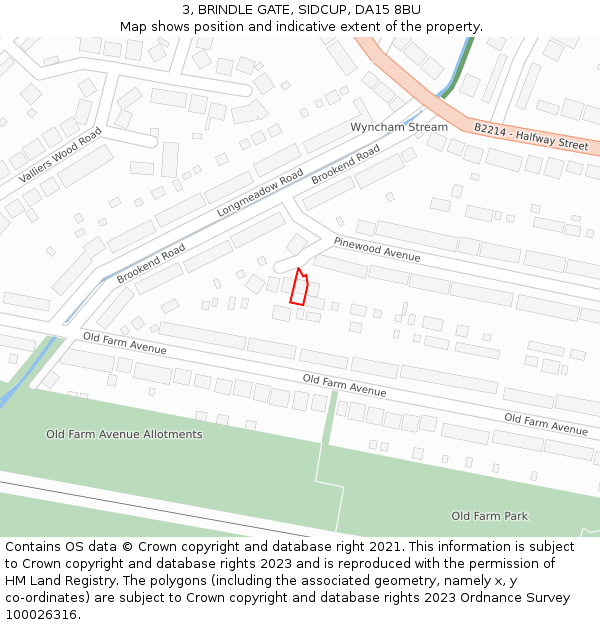 3, BRINDLE GATE, SIDCUP, DA15 8BU: Location map and indicative extent of plot