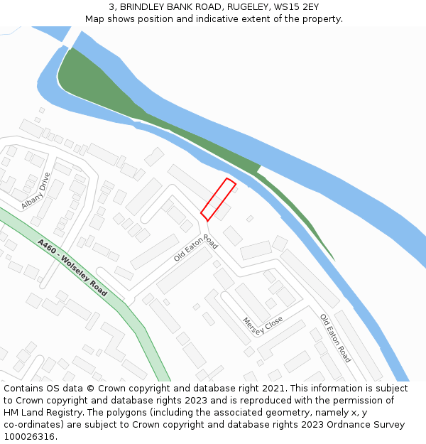 3, BRINDLEY BANK ROAD, RUGELEY, WS15 2EY: Location map and indicative extent of plot