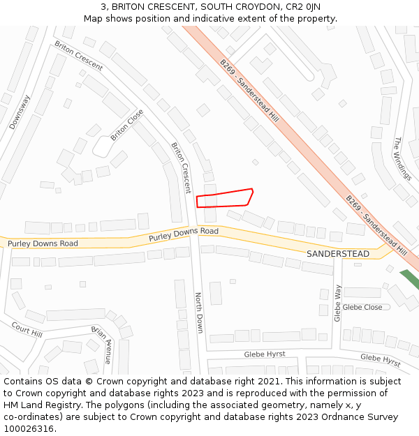 3, BRITON CRESCENT, SOUTH CROYDON, CR2 0JN: Location map and indicative extent of plot