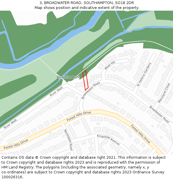 3, BROADWATER ROAD, SOUTHAMPTON, SO18 2DR: Location map and indicative extent of plot