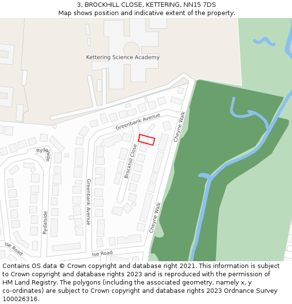 3, BROCKHILL CLOSE, KETTERING, NN15 7DS: Location map and indicative extent of plot