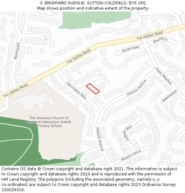 3, BROMYARD AVENUE, SUTTON COLDFIELD, B76 1RQ: Location map and indicative extent of plot
