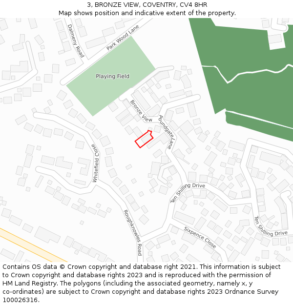 3, BRONZE VIEW, COVENTRY, CV4 8HR: Location map and indicative extent of plot