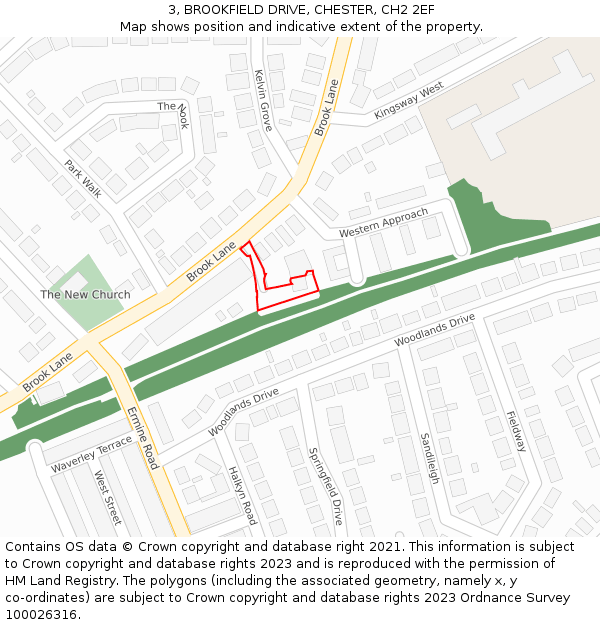 3, BROOKFIELD DRIVE, CHESTER, CH2 2EF: Location map and indicative extent of plot