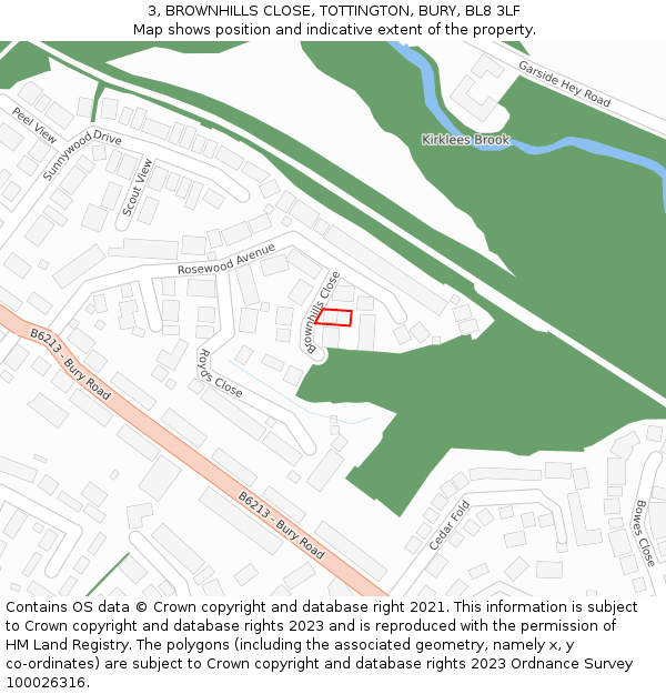3, BROWNHILLS CLOSE, TOTTINGTON, BURY, BL8 3LF: Location map and indicative extent of plot