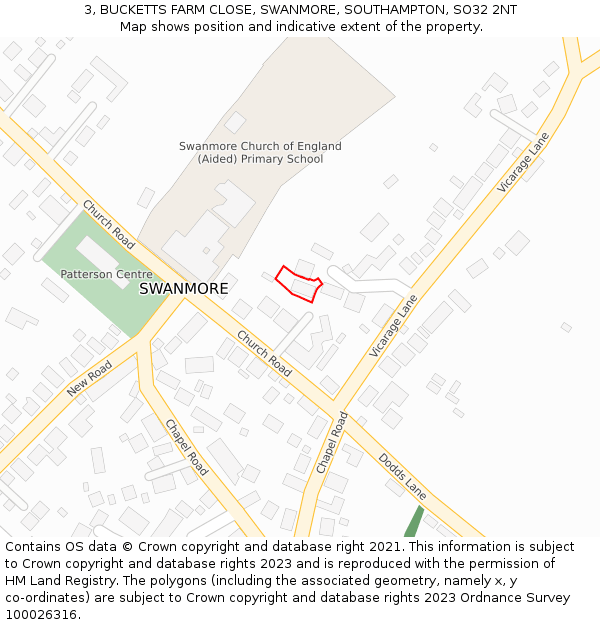 3, BUCKETTS FARM CLOSE, SWANMORE, SOUTHAMPTON, SO32 2NT: Location map and indicative extent of plot