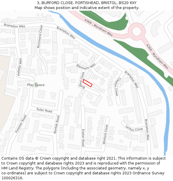 3, BURFORD CLOSE, PORTISHEAD, BRISTOL, BS20 6XY: Location map and indicative extent of plot