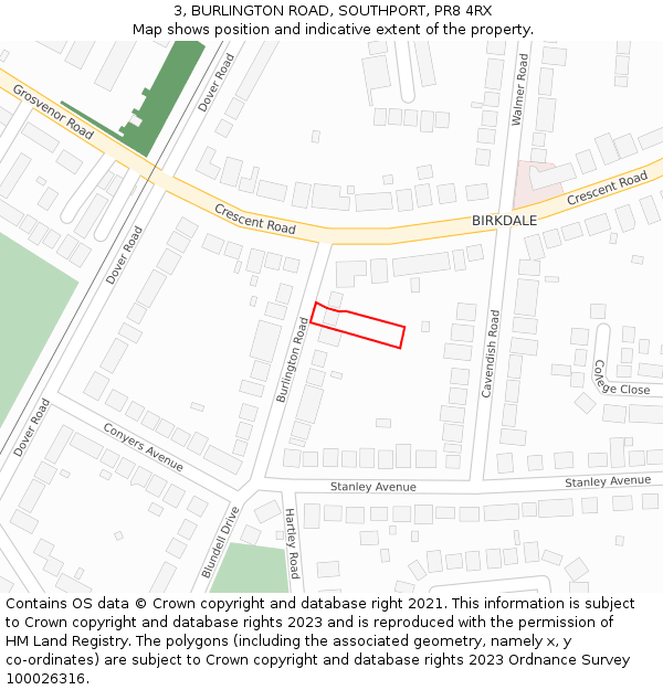 3, BURLINGTON ROAD, SOUTHPORT, PR8 4RX: Location map and indicative extent of plot