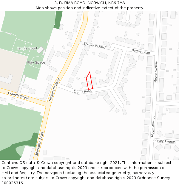 3, BURMA ROAD, NORWICH, NR6 7AA: Location map and indicative extent of plot