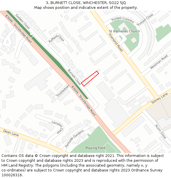3, BURNETT CLOSE, WINCHESTER, SO22 5JQ: Location map and indicative extent of plot
