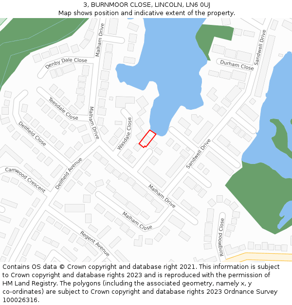 3, BURNMOOR CLOSE, LINCOLN, LN6 0UJ: Location map and indicative extent of plot