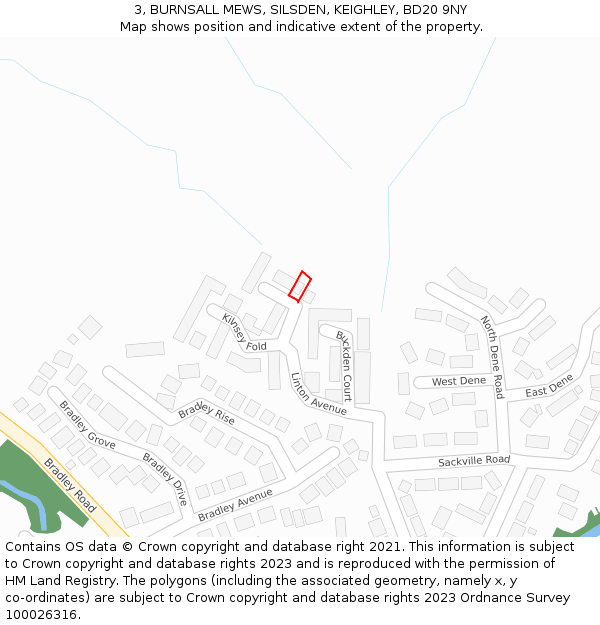 3, BURNSALL MEWS, SILSDEN, KEIGHLEY, BD20 9NY: Location map and indicative extent of plot