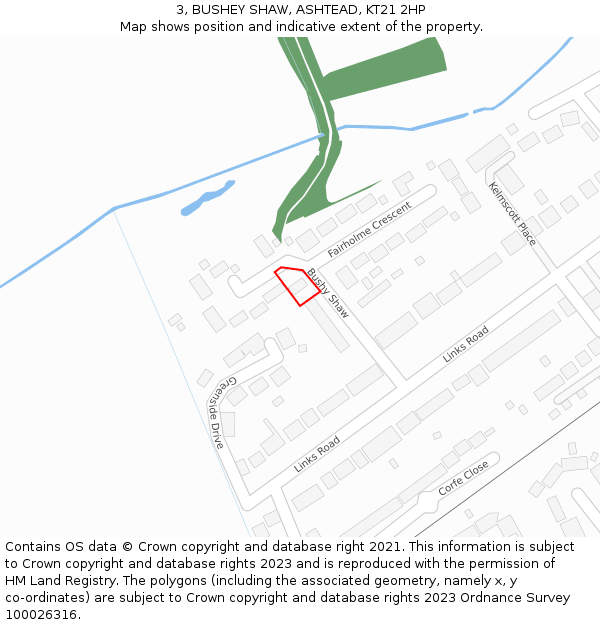 3, BUSHEY SHAW, ASHTEAD, KT21 2HP: Location map and indicative extent of plot