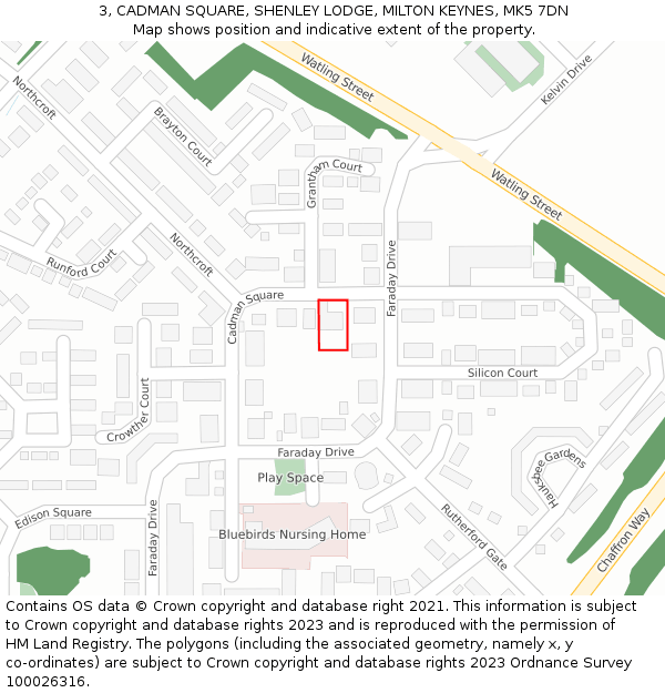 3, CADMAN SQUARE, SHENLEY LODGE, MILTON KEYNES, MK5 7DN: Location map and indicative extent of plot