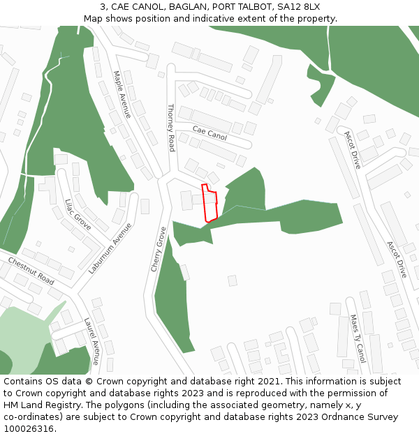 3, CAE CANOL, BAGLAN, PORT TALBOT, SA12 8LX: Location map and indicative extent of plot