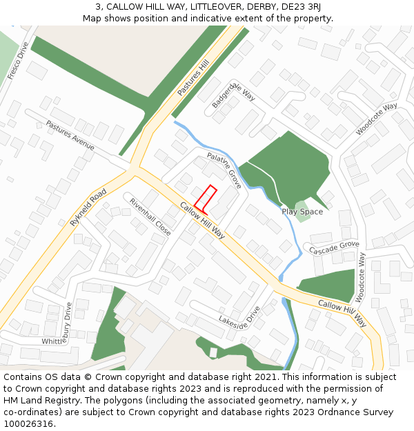 3, CALLOW HILL WAY, LITTLEOVER, DERBY, DE23 3RJ: Location map and indicative extent of plot