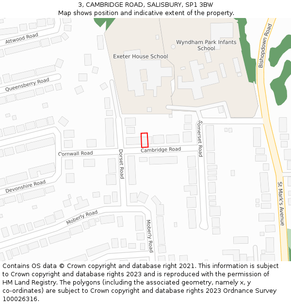 3, CAMBRIDGE ROAD, SALISBURY, SP1 3BW: Location map and indicative extent of plot