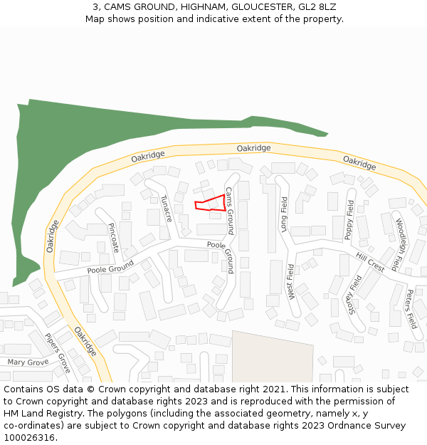 3, CAMS GROUND, HIGHNAM, GLOUCESTER, GL2 8LZ: Location map and indicative extent of plot