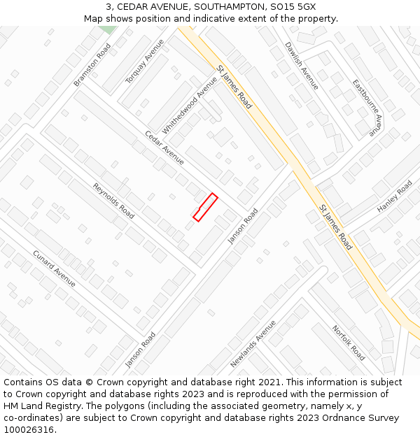 3, CEDAR AVENUE, SOUTHAMPTON, SO15 5GX: Location map and indicative extent of plot