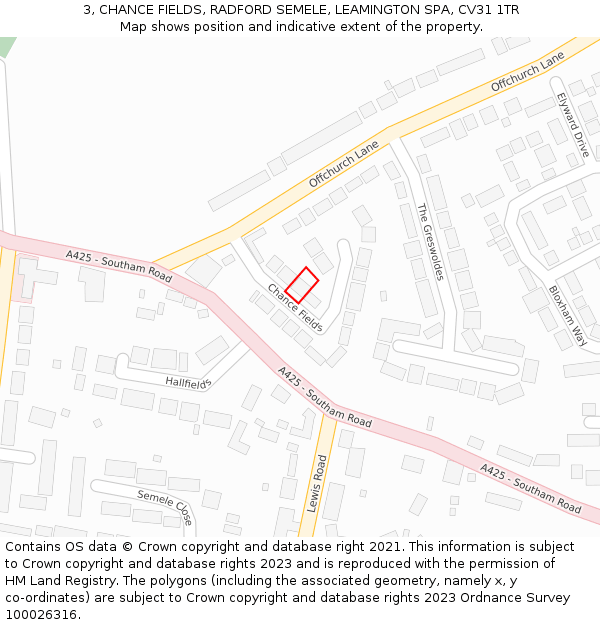 3, CHANCE FIELDS, RADFORD SEMELE, LEAMINGTON SPA, CV31 1TR: Location map and indicative extent of plot