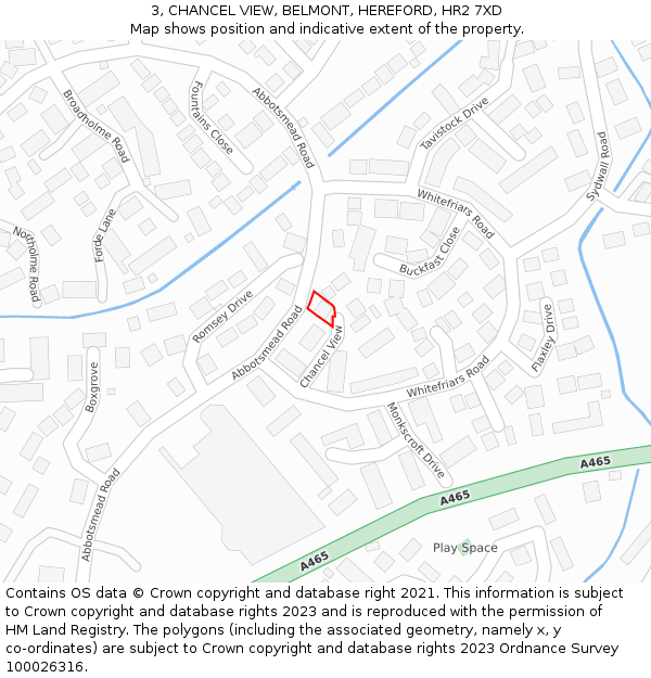 3, CHANCEL VIEW, BELMONT, HEREFORD, HR2 7XD: Location map and indicative extent of plot