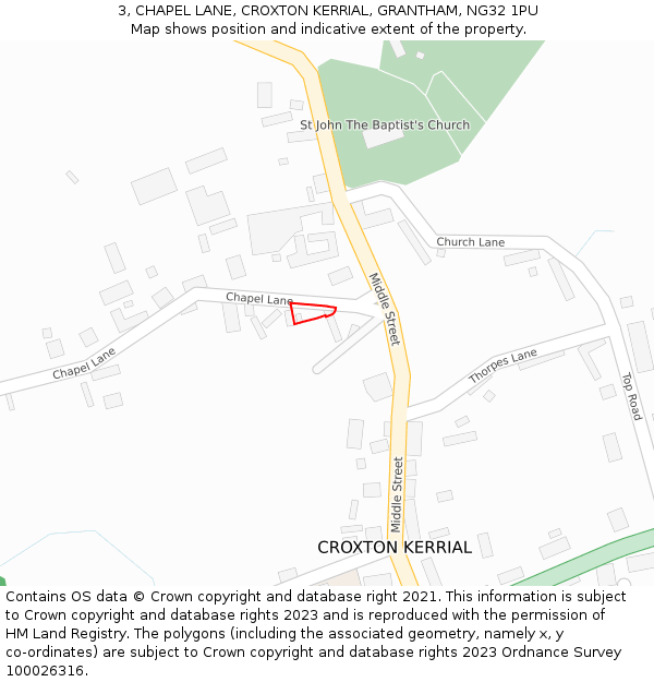 3, CHAPEL LANE, CROXTON KERRIAL, GRANTHAM, NG32 1PU: Location map and indicative extent of plot