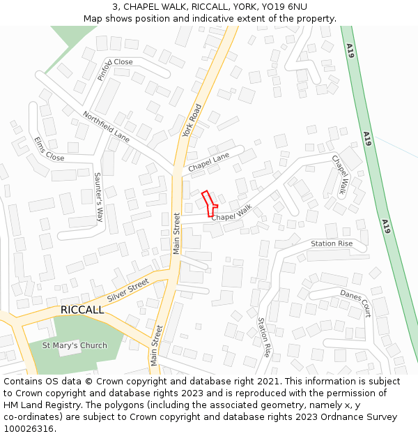 3, CHAPEL WALK, RICCALL, YORK, YO19 6NU: Location map and indicative extent of plot