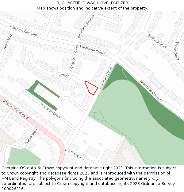 3, CHARTFIELD WAY, HOVE, BN3 7RB: Location map and indicative extent of plot