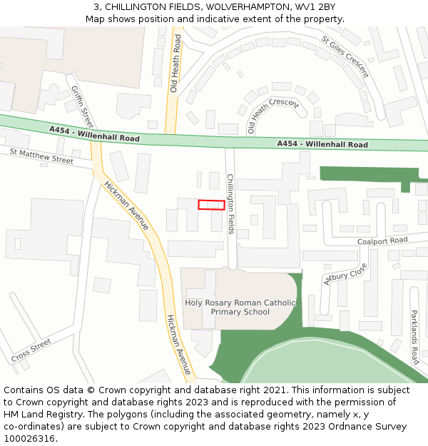 3, CHILLINGTON FIELDS, WOLVERHAMPTON, WV1 2BY: Location map and indicative extent of plot
