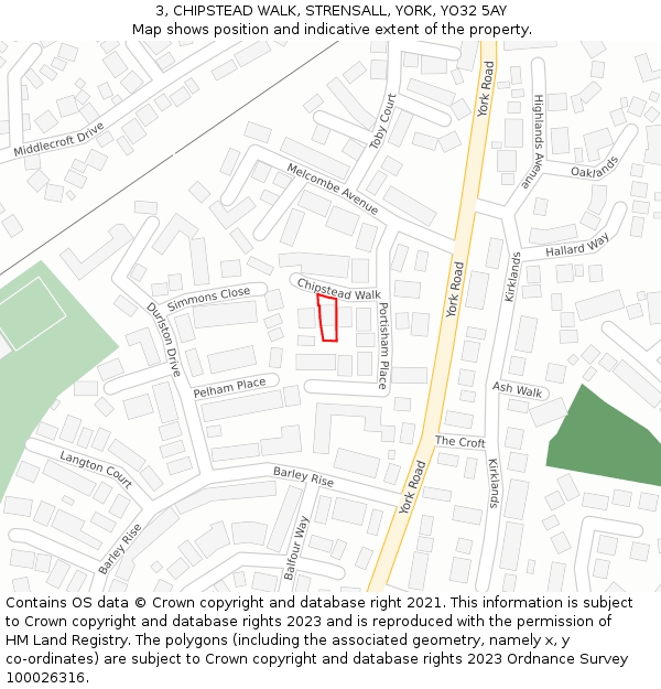 3, CHIPSTEAD WALK, STRENSALL, YORK, YO32 5AY: Location map and indicative extent of plot