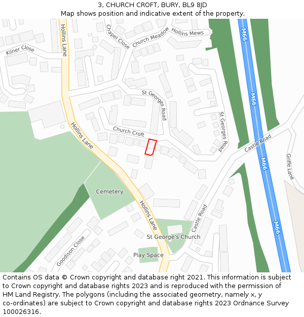 3, CHURCH CROFT, BURY, BL9 8JD: Location map and indicative extent of plot