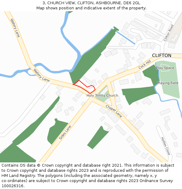 3, CHURCH VIEW, CLIFTON, ASHBOURNE, DE6 2GL: Location map and indicative extent of plot