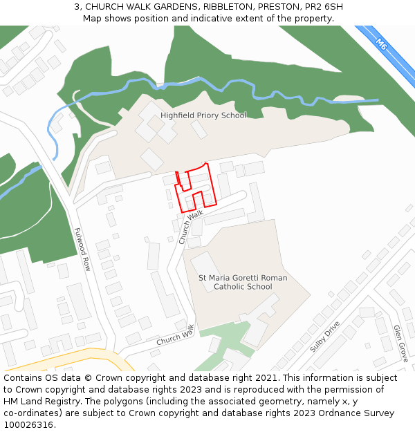 3, CHURCH WALK GARDENS, RIBBLETON, PRESTON, PR2 6SH: Location map and indicative extent of plot