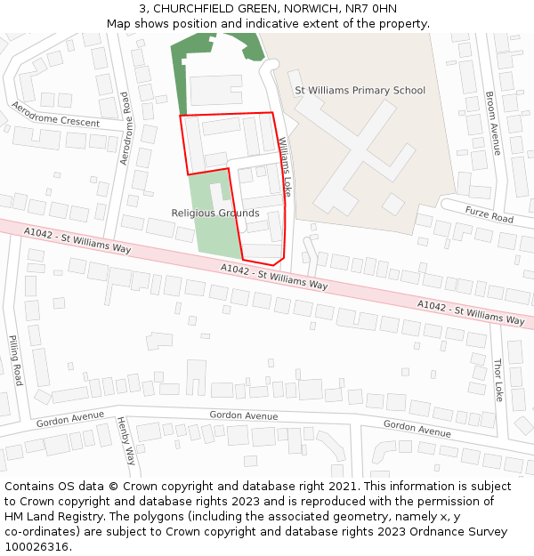 3, CHURCHFIELD GREEN, NORWICH, NR7 0HN: Location map and indicative extent of plot
