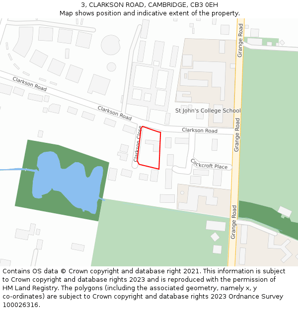 3, CLARKSON ROAD, CAMBRIDGE, CB3 0EH: Location map and indicative extent of plot