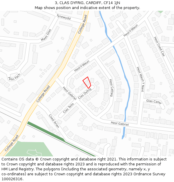 3, CLAS DYFRIG, CARDIFF, CF14 1JN: Location map and indicative extent of plot