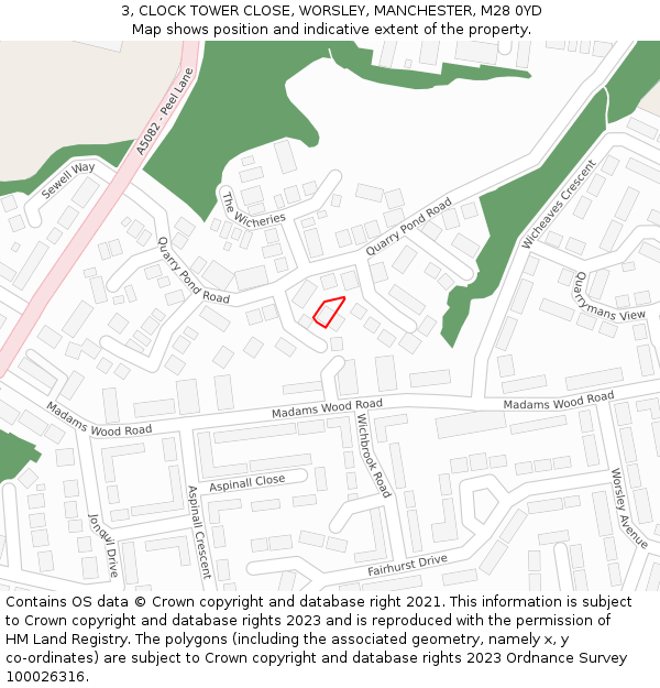 3, CLOCK TOWER CLOSE, WORSLEY, MANCHESTER, M28 0YD: Location map and indicative extent of plot