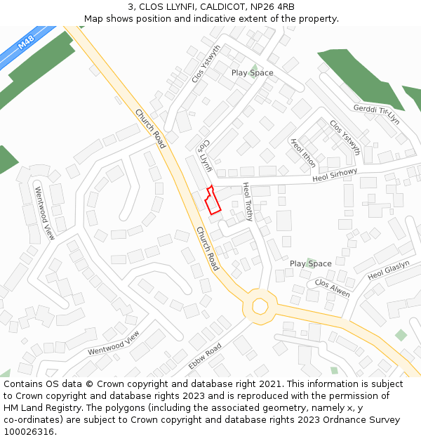 3, CLOS LLYNFI, CALDICOT, NP26 4RB: Location map and indicative extent of plot