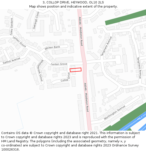 3, COLLOP DRIVE, HEYWOOD, OL10 2LS: Location map and indicative extent of plot