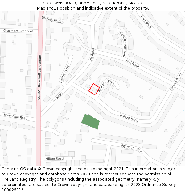 3, COLWYN ROAD, BRAMHALL, STOCKPORT, SK7 2JG: Location map and indicative extent of plot