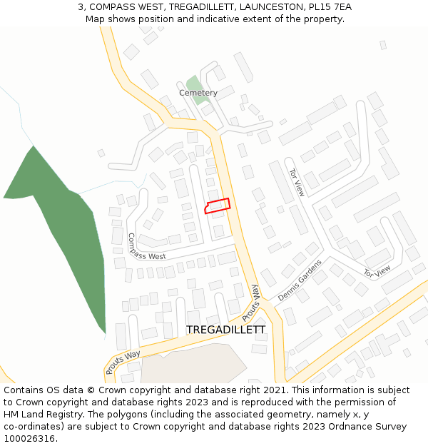 3, COMPASS WEST, TREGADILLETT, LAUNCESTON, PL15 7EA: Location map and indicative extent of plot