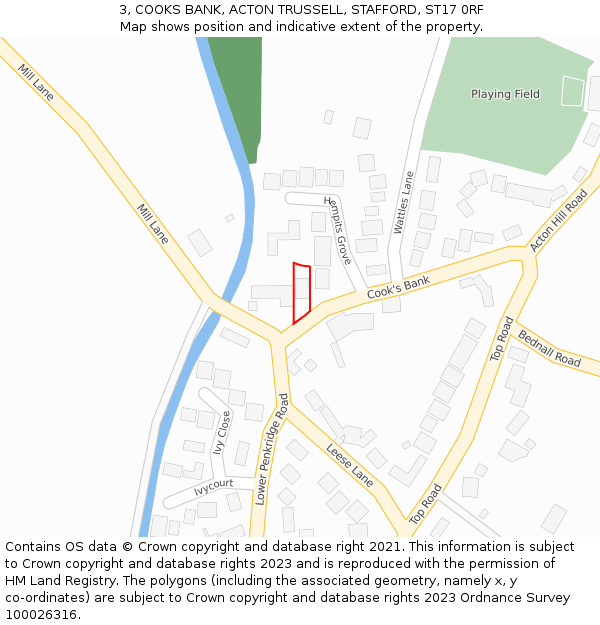 3, COOKS BANK, ACTON TRUSSELL, STAFFORD, ST17 0RF: Location map and indicative extent of plot