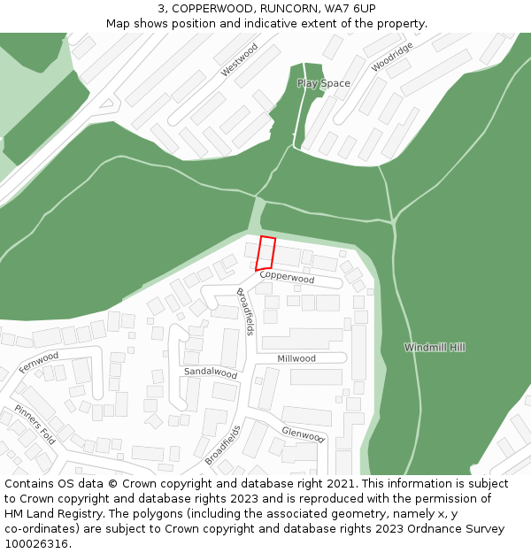 3, COPPERWOOD, RUNCORN, WA7 6UP: Location map and indicative extent of plot