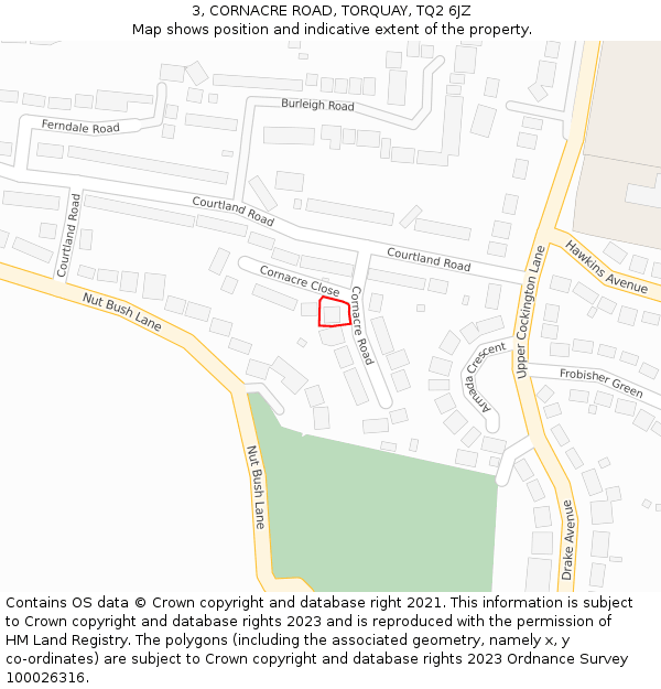 3, CORNACRE ROAD, TORQUAY, TQ2 6JZ: Location map and indicative extent of plot