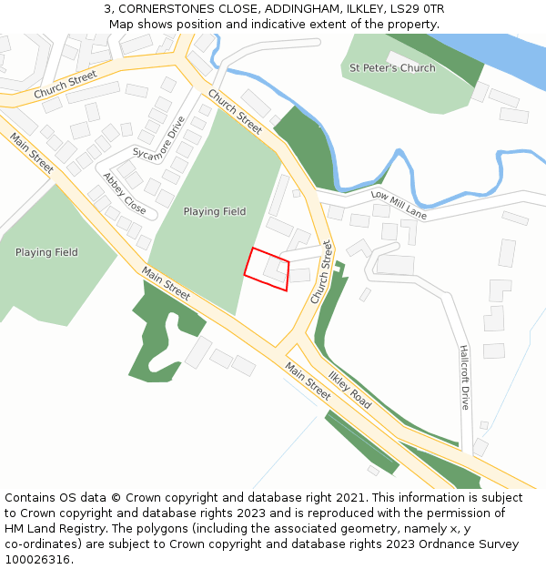 3, CORNERSTONES CLOSE, ADDINGHAM, ILKLEY, LS29 0TR: Location map and indicative extent of plot