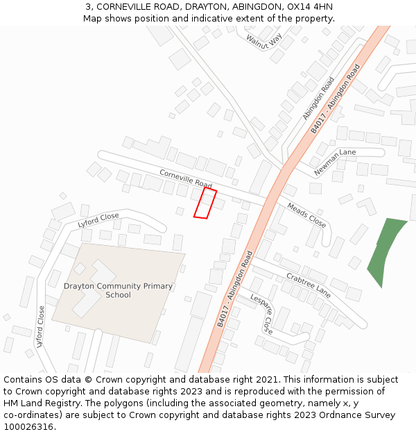 3, CORNEVILLE ROAD, DRAYTON, ABINGDON, OX14 4HN: Location map and indicative extent of plot