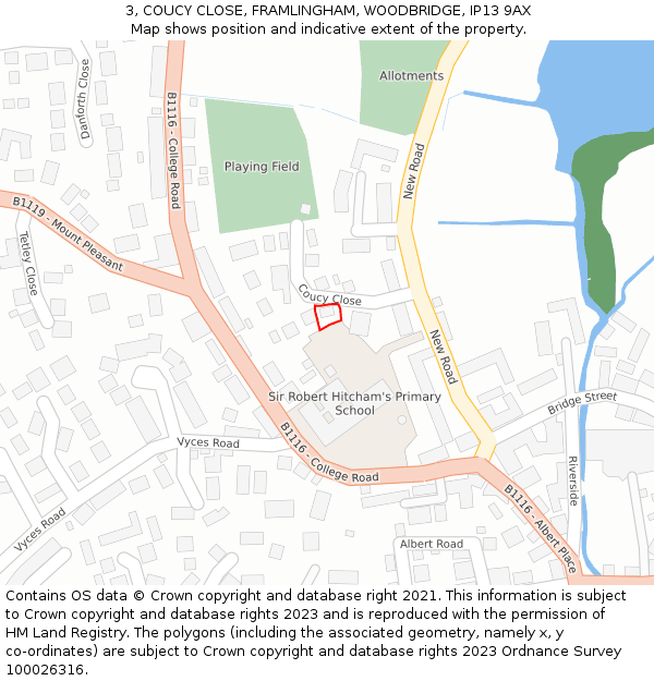3, COUCY CLOSE, FRAMLINGHAM, WOODBRIDGE, IP13 9AX: Location map and indicative extent of plot