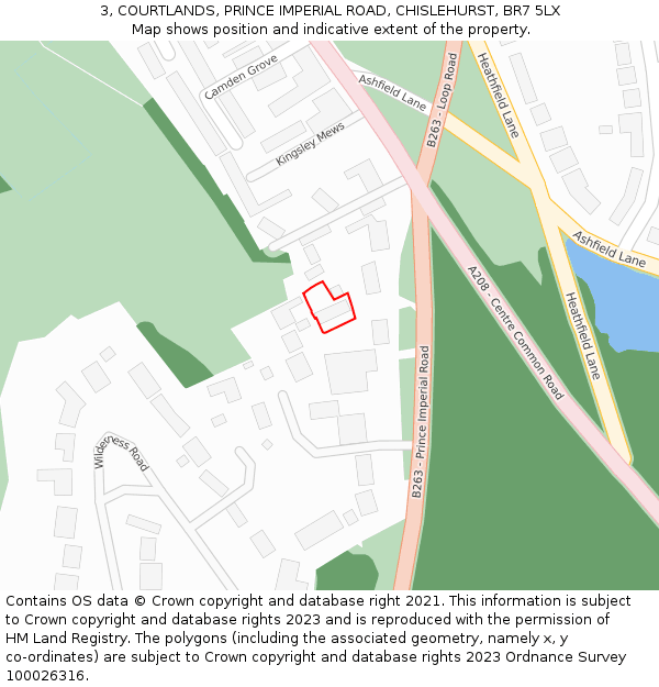 3, COURTLANDS, PRINCE IMPERIAL ROAD, CHISLEHURST, BR7 5LX: Location map and indicative extent of plot